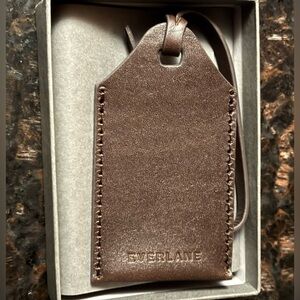 New Everlane Rich Brown Leather Luggage Tag Flaw Travel Casual Minimalist